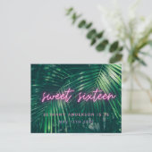 Tropisches Palmengrün Neonskript süß 16 Geburtstag Postkarte (Stehend Vorderseite)