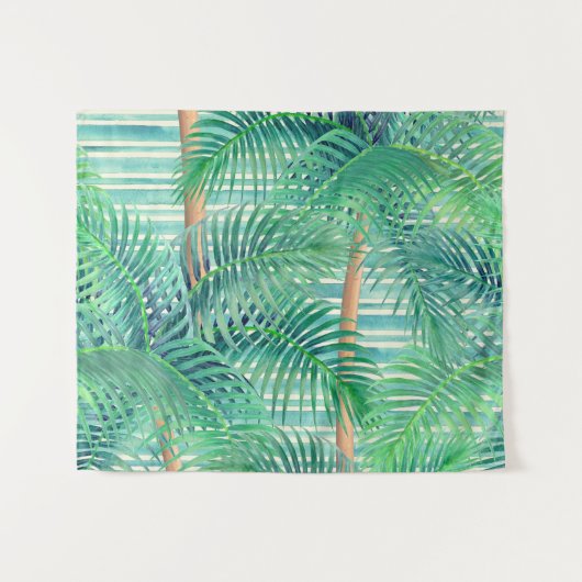 Tropisches Palmwedelmuster Kunst Wandteppich (Vorderseite (Horizontal))
