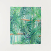 Tropisches Palmwedelmuster Kunst Wandteppich (Vorderseite)