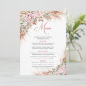 Tropisches Pampasgras, Blüten und Grünpflanzen Menükarte (Stehend Vorderseite)