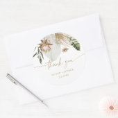 Tropisches Pampasgras Hochzeit klassischer Rundsto Runder Aufkleber (Umschlag)