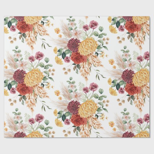 Tropisches Pampasgras Rustikaler Blumengarten Geschenkpapier (Flach)