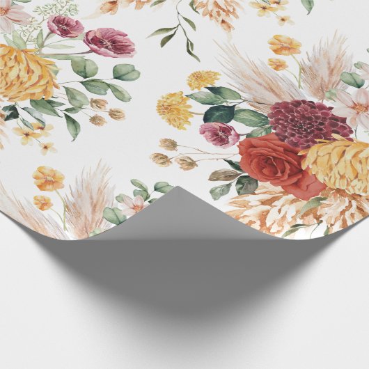 Tropisches Pampasgras Rustikaler Blumengarten Geschenkpapier (Ecke)