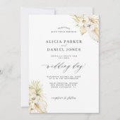 Tropisches Pampasgras, weiß orchid, elegante Hochz Einladung (Vorderseite)