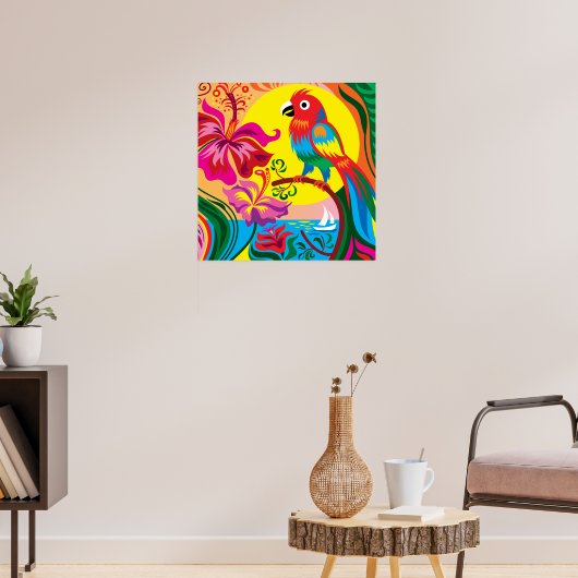 Tropisches Papageienparadies Poster (Wohnzimmer 3)
