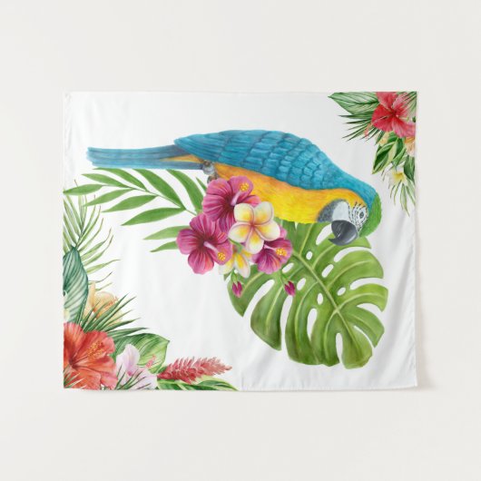 Tropisches Papageienwandband - Lebhafter Dschungel Wandteppich (Vorderseite (Horizontal))