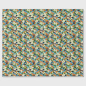 Tropisches Papaya- und Vogelmuster. Geschenkpapier (Flach)