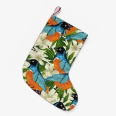 Tropisches Papaya- und Vogelmuster. Kleiner Weihnachtsstrumpf (Vorderansicht (hängend))