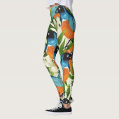 Tropisches Papaya- und Vogelmuster. Leggings (Links)
