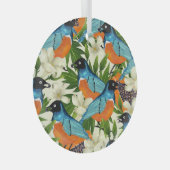 Tropisches Papaya- und Vogelmuster. Ornament Aus Glas (Vorderseite Rechts)