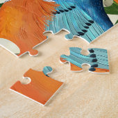 Tropisches Papaya- und Vogelmuster. Puzzle (Seite)