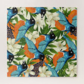 Tropisches Papaya- und Vogelmuster. Puzzle (Horizontal)