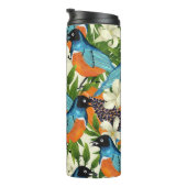 Tropisches Papaya- und Vogelmuster. Thermosbecher (Nach rechts gedreht)