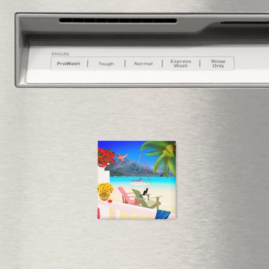 Tropisches Paradies, 2 Zoll, Square Magnet (In Situ (Geschirrspüler))