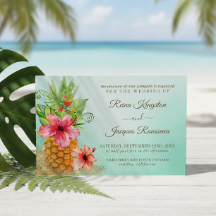 Tropisches Paradies Ananas Blumenstrauß Hochzeit Einladung