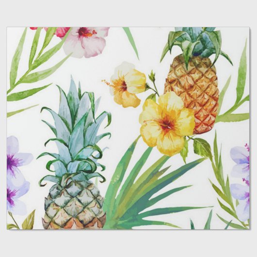 Tropisches Paradies-Ananas-Packpapier Geschenkpapier (Flach)