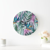 Tropisches Paradies, Aquarellmuster Große Wanduhr (Zuhause)