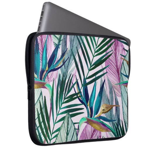Tropisches Paradies, Aquarellmuster Laptopschutzhülle (Vorne Rechts)