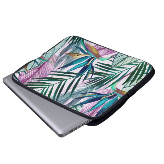 Tropisches Paradies, Aquarellmuster Laptopschutzhülle (Vorne Knopf)