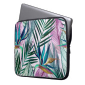 Tropisches Paradies, Aquarellmuster Laptopschutzhülle (Vorderseite Links)