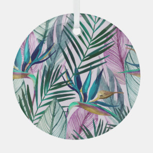 Tropisches Paradies, Aquarellmuster Ornament Aus Glas