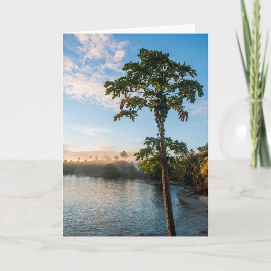 Tropisches Paradies bei Sonnenuntergang, Fidschi Karte (Vorderseite)