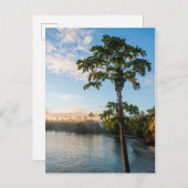 Tropisches Paradies bei Sonnenuntergang, Fidschi Postkarte (Vorne/Hinten)