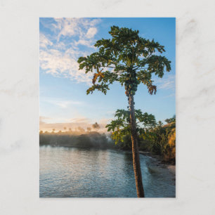 Tropisches Paradies bei Sonnenuntergang, Fidschi Postkarte