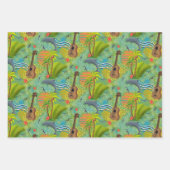 Tropisches Paradies blau grün Geschenkpapier Set (Vorderseite)