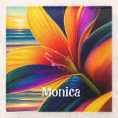 Tropisches Paradies Blume Personalisiert Glasuntersetzer (Vorderseite)