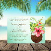 Tropisches Paradies Coconut Bouquet Hochzeit Einladung