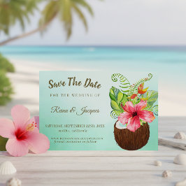 Tropisches Paradies Coconut Bouquet Hochzeit Save The Date