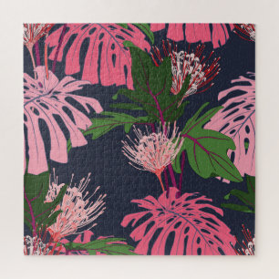Tropisches Paradies: Exotische Blätter und Blumen Puzzle