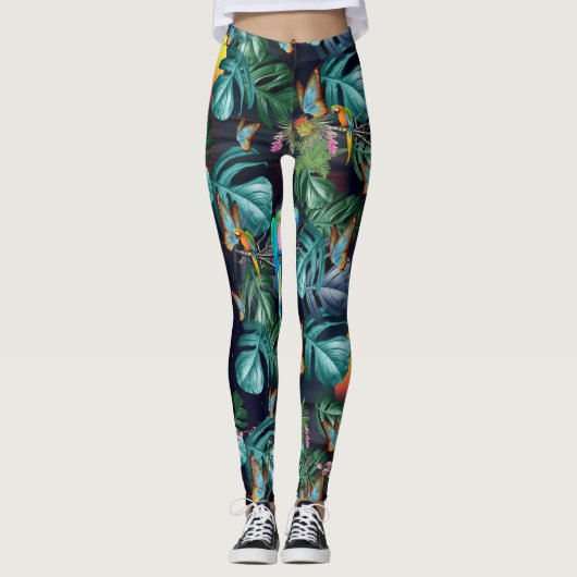 Tropisches Paradies für Flora und Fauna bei Sonnen Leggings (Vorderseite)