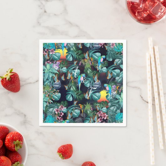 Tropisches Paradies für Flora und Fauna bei Sonnen Serviette (Beispiel)