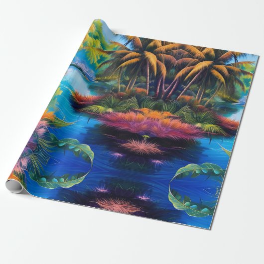 Tropisches Paradies Geschenkpapier (Ungerollt)