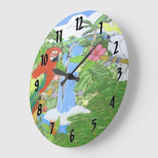 Tropisches Paradies Große Wanduhr (Winkel)