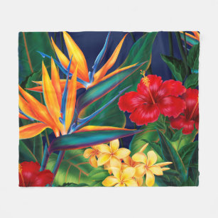 Tropisches Paradies Hawaiian Floral Fleecedecke