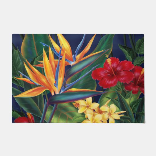 Tropisches Paradies Hawaiian Floral Fußmatte (Vorderseite)