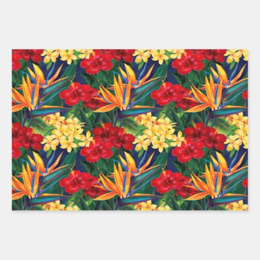 Tropisches Paradies Hawaiian Floral Kleines Trio Geschenkpapier Set (Vorderseite 3)