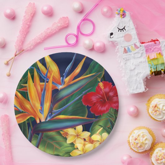 Tropisches Paradies Hawaiian Floral Pappteller (Party)