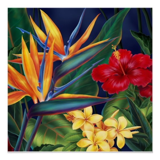 Tropisches Paradies Hawaiian Floral Posters Poster (Vorderseite)
