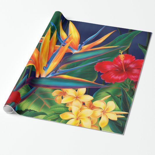 Tropisches Paradies Hawaiian Floral Wrapping Paper Geschenkpapier (Ungerollt)