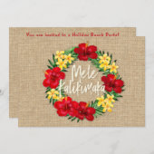 Tropisches Paradies Hawaiian Holiday Wreath Burlap Einladung (Vorne/Hinten)