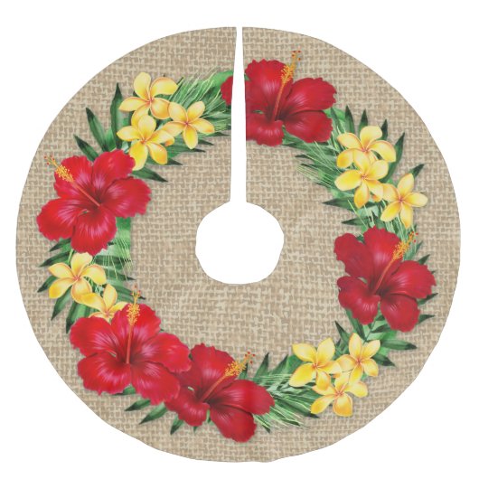 Tropisches Paradies Hawaiian Holiday Wreath Burlap Polyester Weihnachtsbaumdecke (Vorderseite)