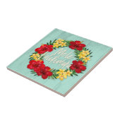 Tropisches Paradies Hawaiian Holiday Wreath Wood Fliese (Seite)
