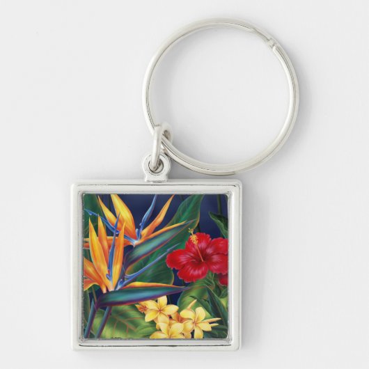 Tropisches Paradies Hawaiianische Blumenkeyrings Schlüsselanhänger (Vorne)