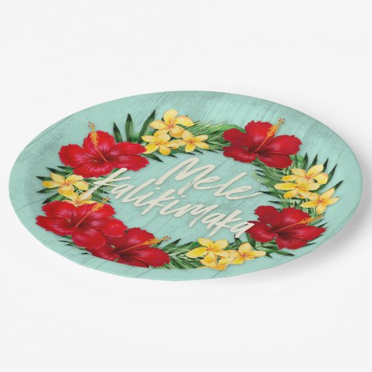 Tropisches Paradies Hawaiianischer Urwald Pappteller (Schrägansicht)