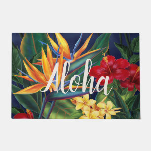 Tropisches Paradies-hawaiisches Blumen Aloha Fußmatte