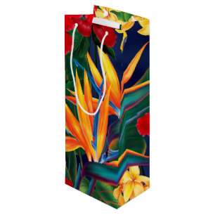 Tropisches Paradies-hawaiisches Blumen Geschenktüte Für Weinflaschen